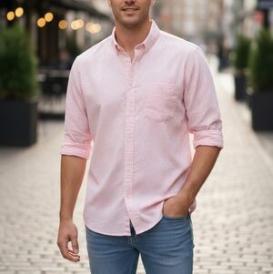 Resistol Ranch Pink Western Men's Shirt Ptp 26" L 34" Large Cotton